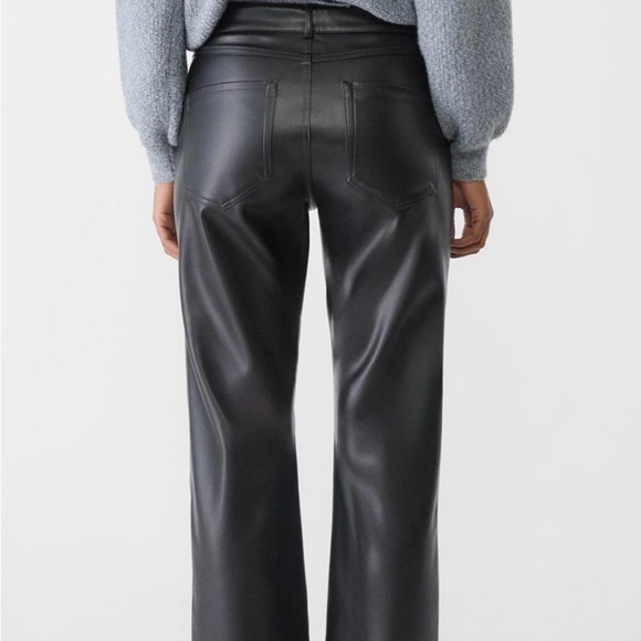 Black Faux Leather Wide-Leg Pants - Picture 6 of 6